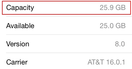 What is the Capacity of my Apple device?